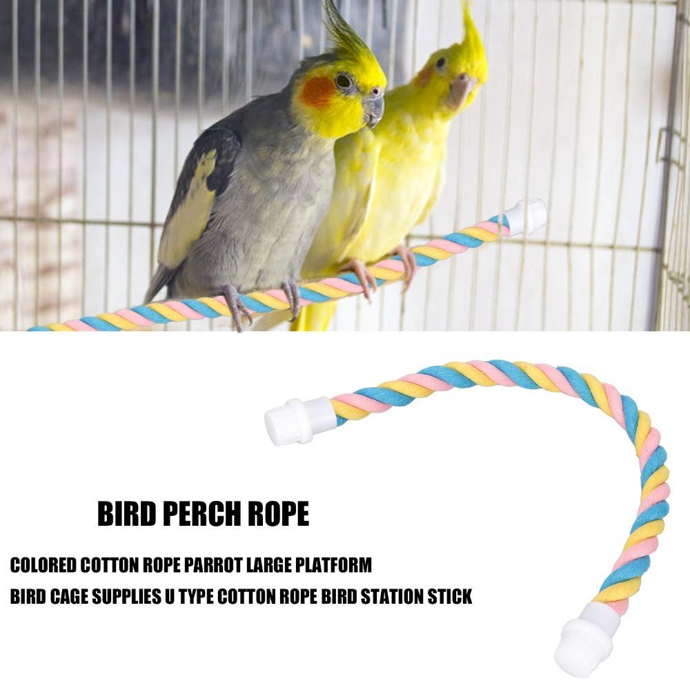 Comfortable Grip Bird Rope Perch Colorful Design Bendy Cotton Perch  For Parrots