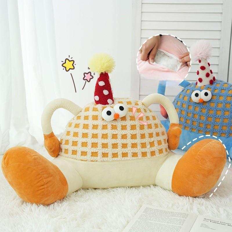 Cozy Monster Cartoon Plush Lumbar Pillow With Breathable Outer Cover For Girls Bedroom Lounge