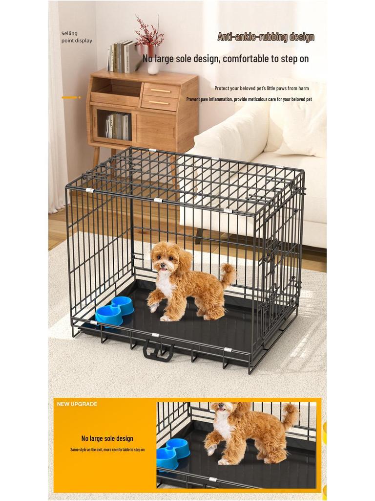 Thickened Wire Folding Dog Cage for Large and Medium Pets