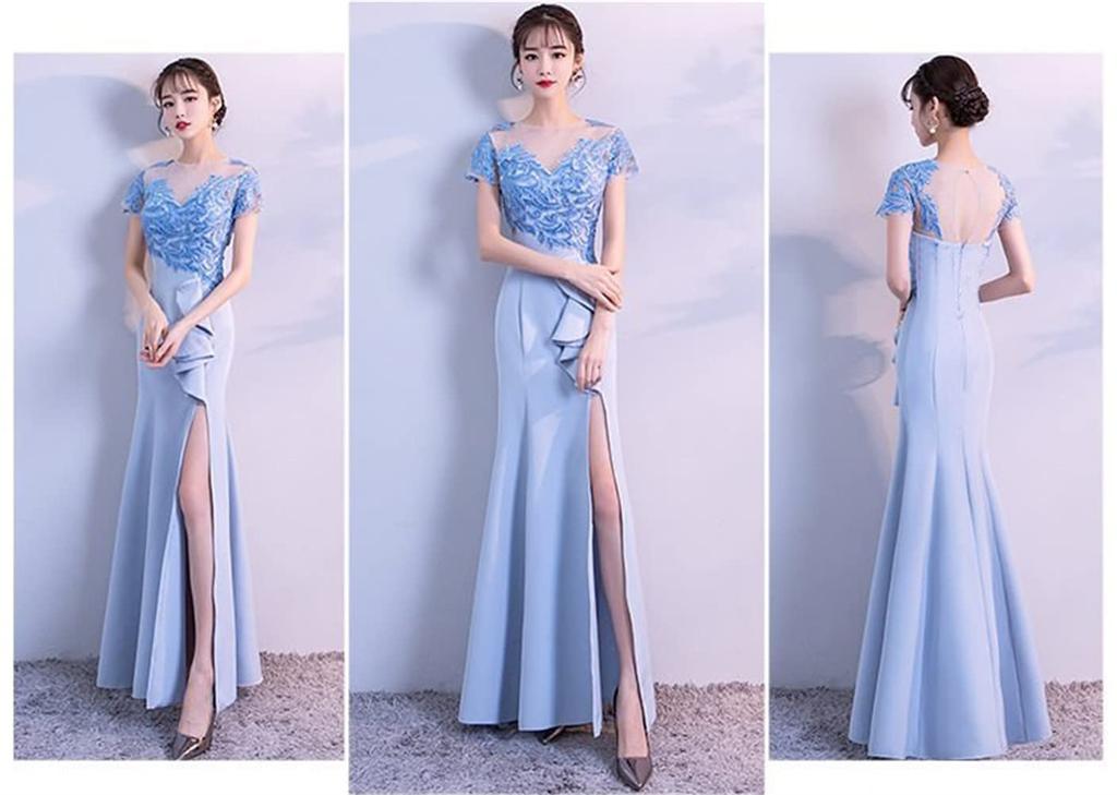 JINZUOMA Party Long Evening Mermaid Short Side Tight Perfect for and Parties Size Women's Dress, Dress, Dress, Formal, Elegant, Sleeves, Slit, Sexy,