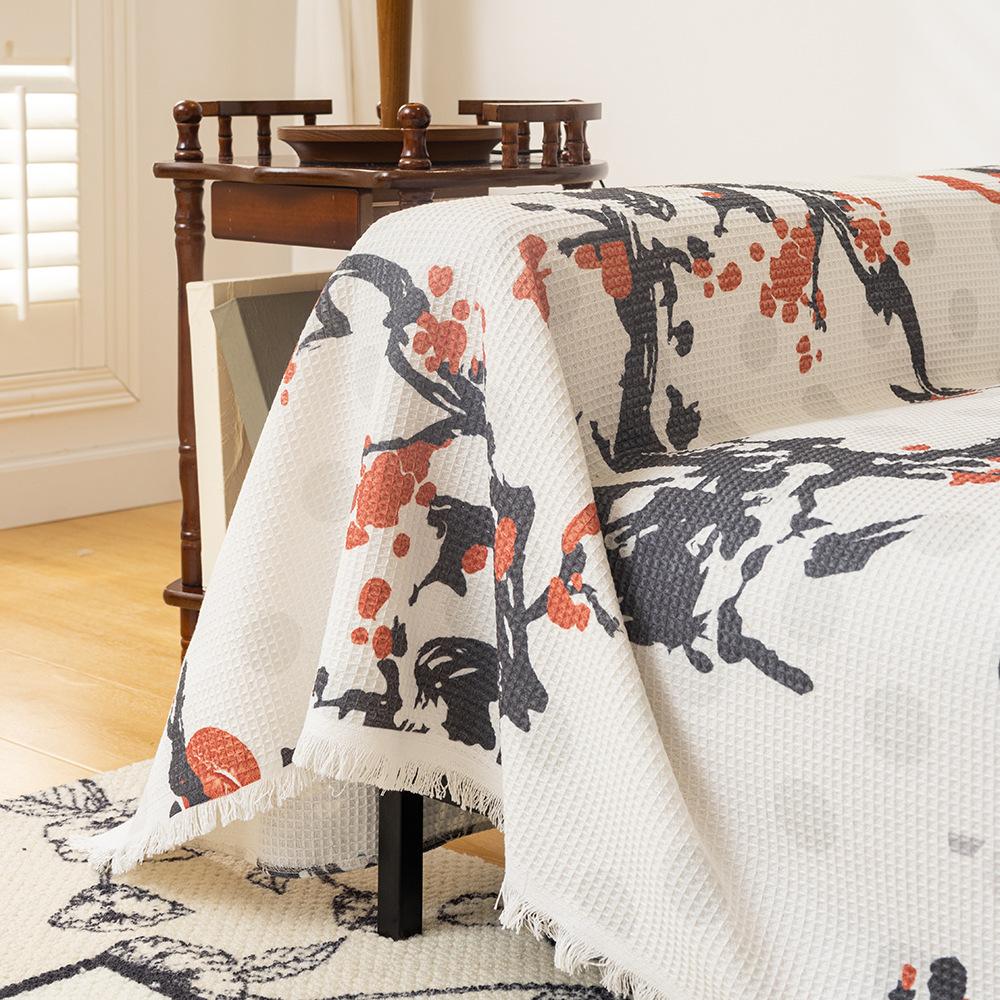 Китайский чехол для дивана с изображением цветущего дерева сливы — фото 4