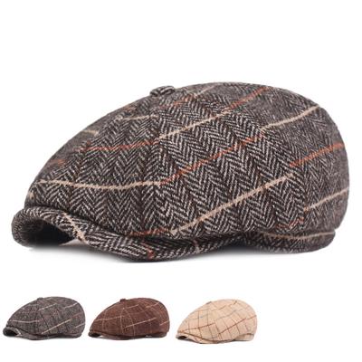 Berretto vintage da uomo Berretto scozzese autunno inverno Berretto ottagonale Berretto da strillone Cappelli da pittore