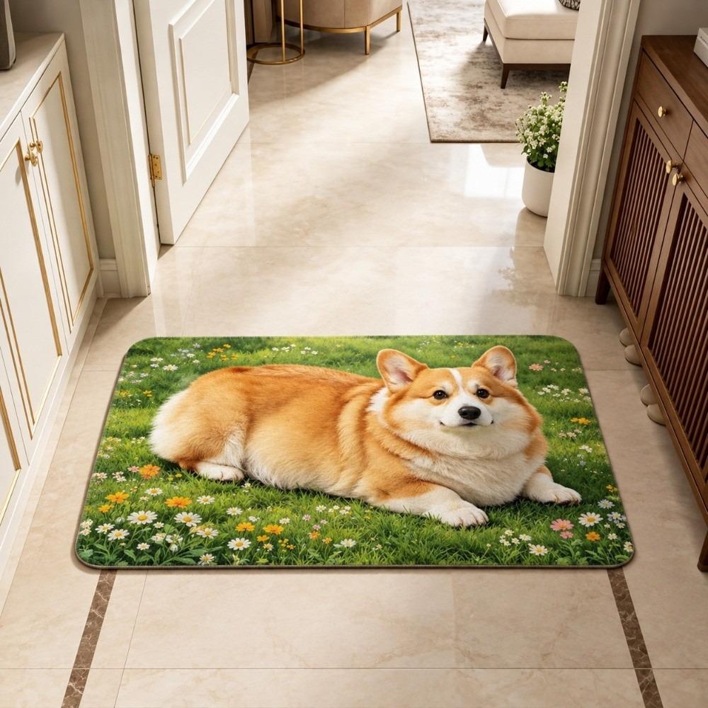 40*60cm Bathroom Carpet Corgi / Teddy Dog Floor Mat New Bedroom Door Small Rug Table Bedside