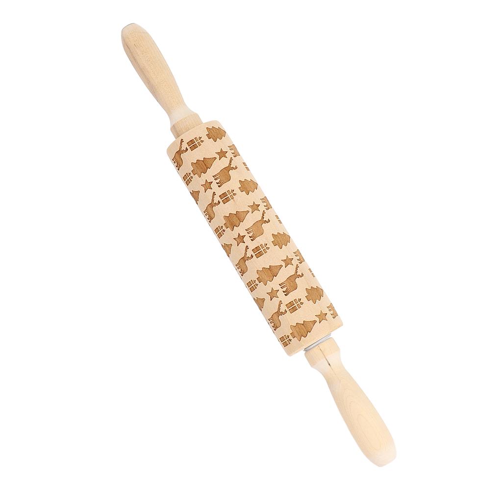 Wooden Rolling Pin Multifunctional Embossed Cook Classic Rolling Pin for Baking Fondant JM01674