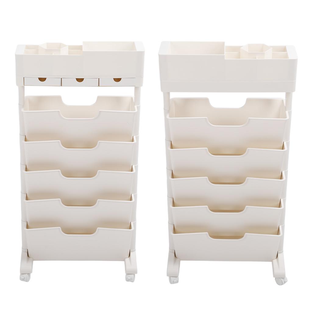 Mobile Bookshelf 3 Drawer Beige Color Multifunctional Movable Storage Book Shelves for School