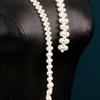 New Original Faux Pearl Long Necklace Women Elegant Dress Sweater Chain Multi Wear Design Creative Tie Shape Fashion Jewelry