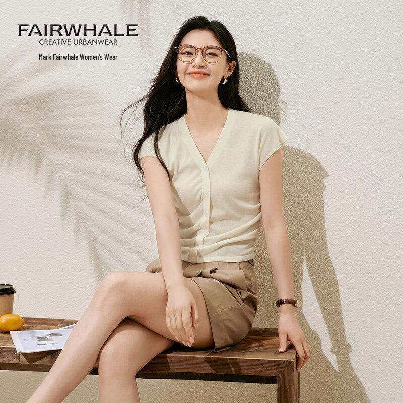 Mark Fairwhale Women's Slim Fit V-Neck Short Sleeve Knit Top