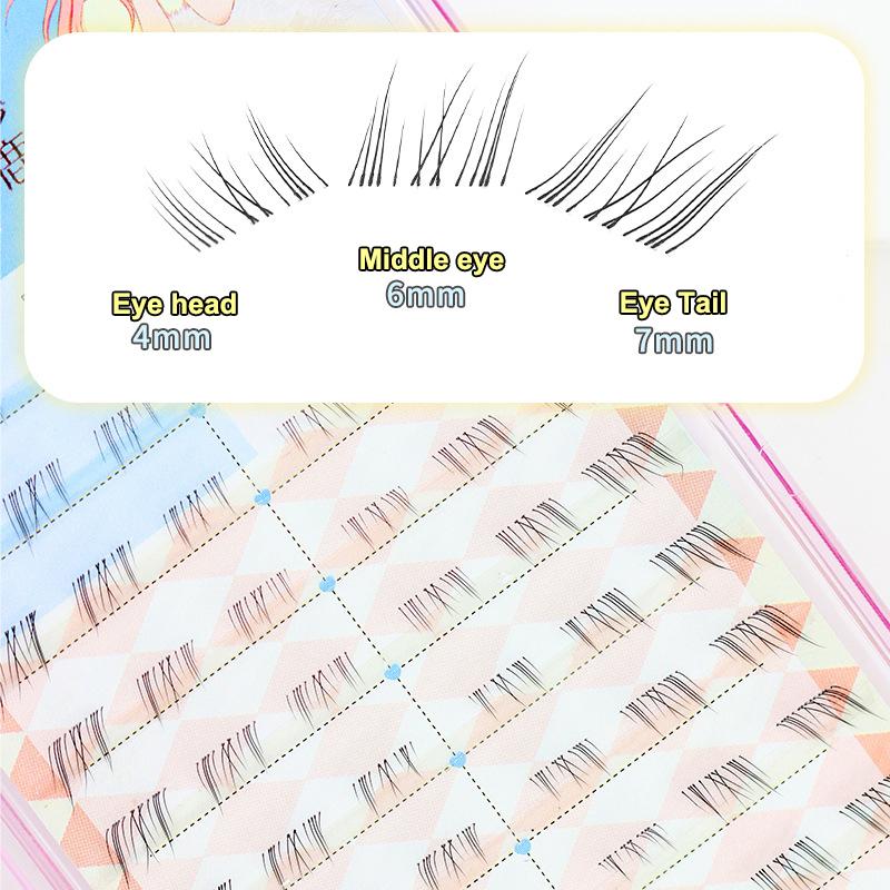 Glue-Free False Eyelashes Cat Eye Makeup Soft Natural Lower Eyelashes Segmented Thin Stems Suitable For Novice Diy Eyelashe