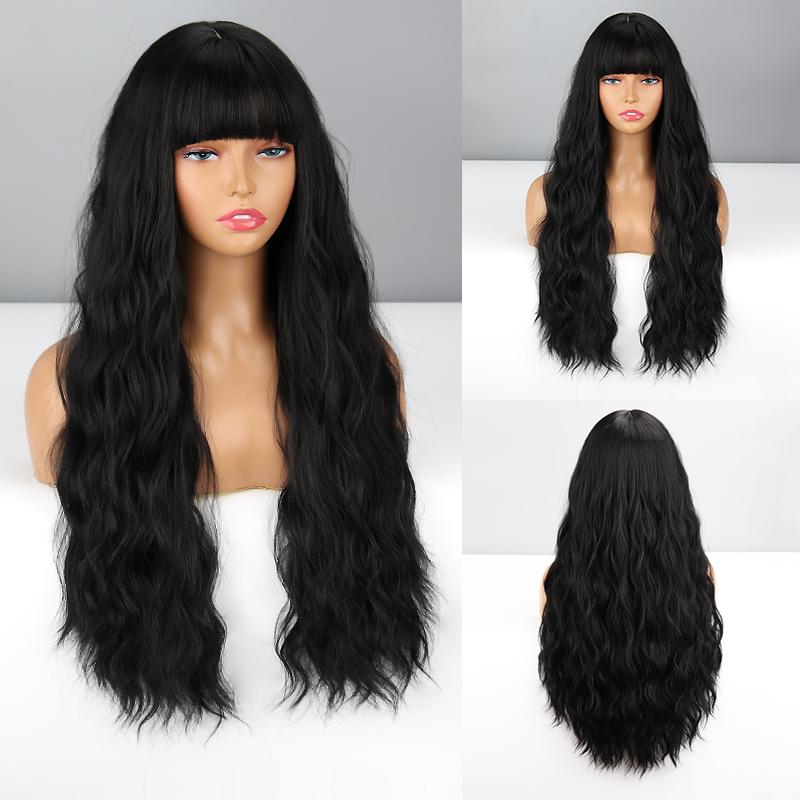 

MISSQUEEN женский парик Ombre коричневый, серый цвет длинный волнистый парик с челкой из синтетического волокна женская повседневная одежда косплей волнистый парик