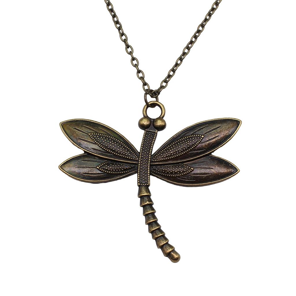 Openwork Dragonfly Pendant Necklace Insect Nature Boho Jewelry 45cm or 70cm long chain
