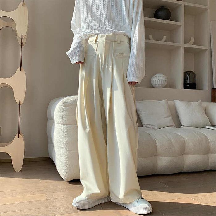 

2026 Summer Women s High Waist Drapey Wide-Leg Pants with Side Tie S абрикосовий