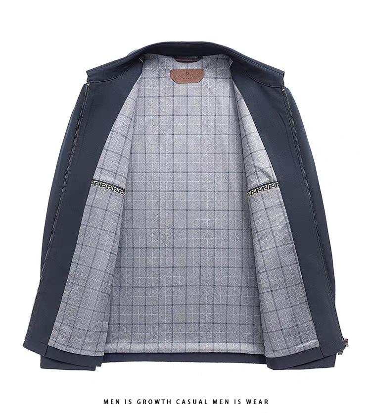 Men's Business Casual Zipper Jacket - Solid Color, Simple Cadre Style for Spring/Autumn
