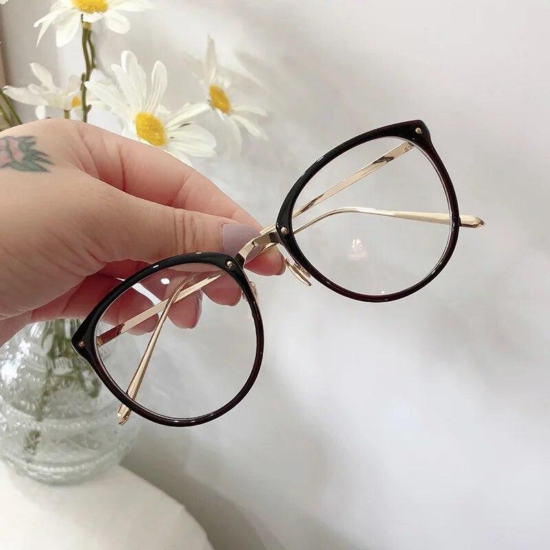 Optical Glasses Frame Women Men Round Oversized Eyeglasses Frames Metal Spectacles Clear Lenses Glasses Women