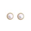 Silver Needle Small Pearl Stud Earrings High-end Temperament Geometric Ear Hole Earrings Cute Diamond-set Personalized Earrings