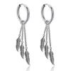 1 Paar Creolen Ohrhänger Edelstahl Blatt Quaste Anhänger Ohrringe Lange Kette Ohrschmuck