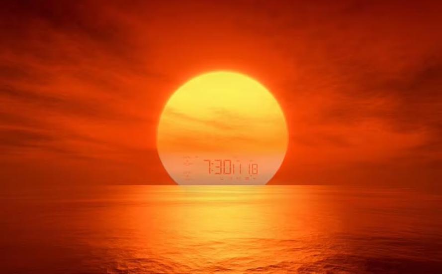 zmart Wake-Up Light Alarm Clock with Sunrise and Sunset Simulation, Dual Alarm, FM Radio, Night Light, 7 Colors, Natural Sounds, Snooze Function,
