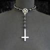 Geometric Alloy Pendant Necklace With Pentagram And Inverted Cross For Women