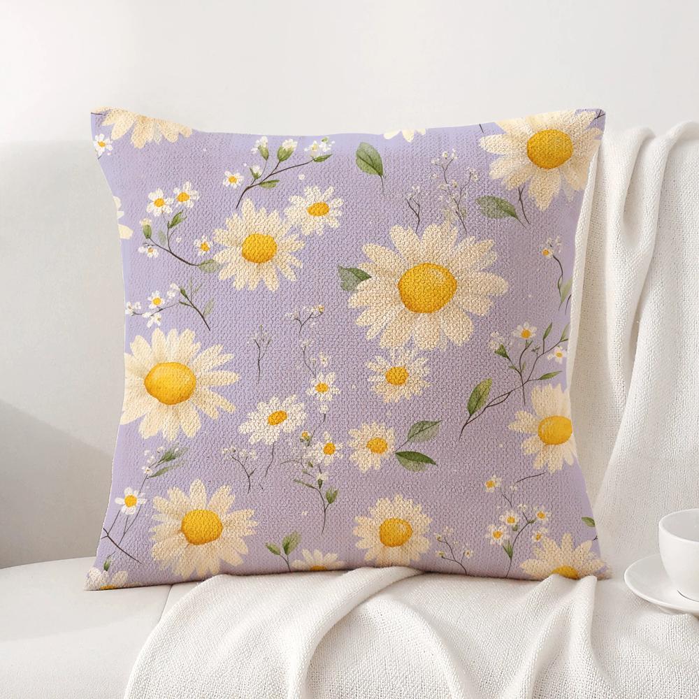 Spring Floral Cushion Cover Natural Linen Organic Fabric Double-Sided Printing Sofa Home Decor Gift Pillow Cover