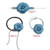 Big Flower Choker Necklace Vintage Style, Denim Large Neck