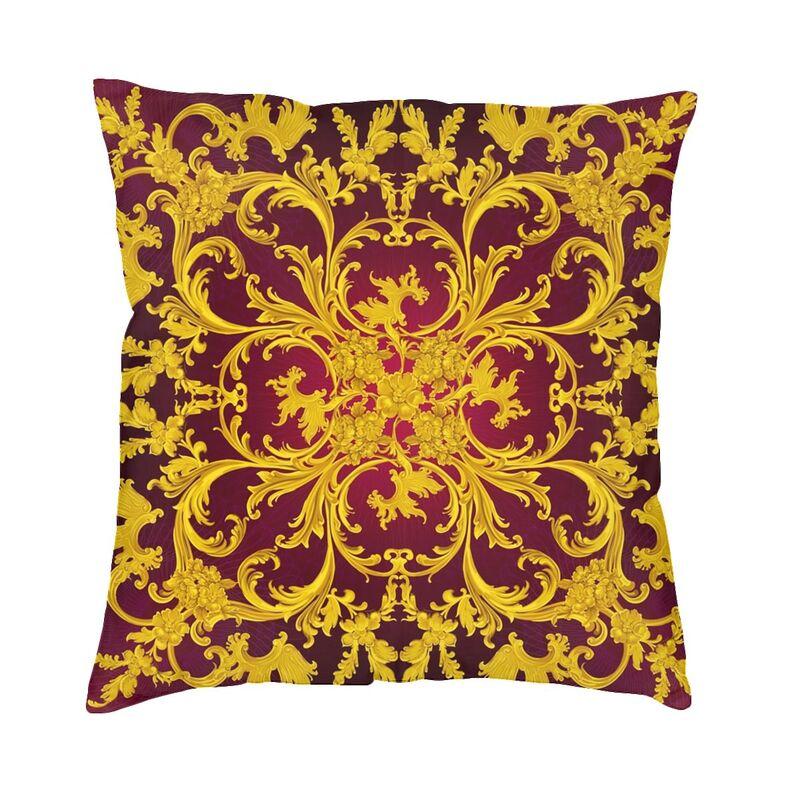 Golden Baroque Elegance Style Square Pillowcover Home Decorative Cushion Cover Throw Pillow for Car Doublesided Printing