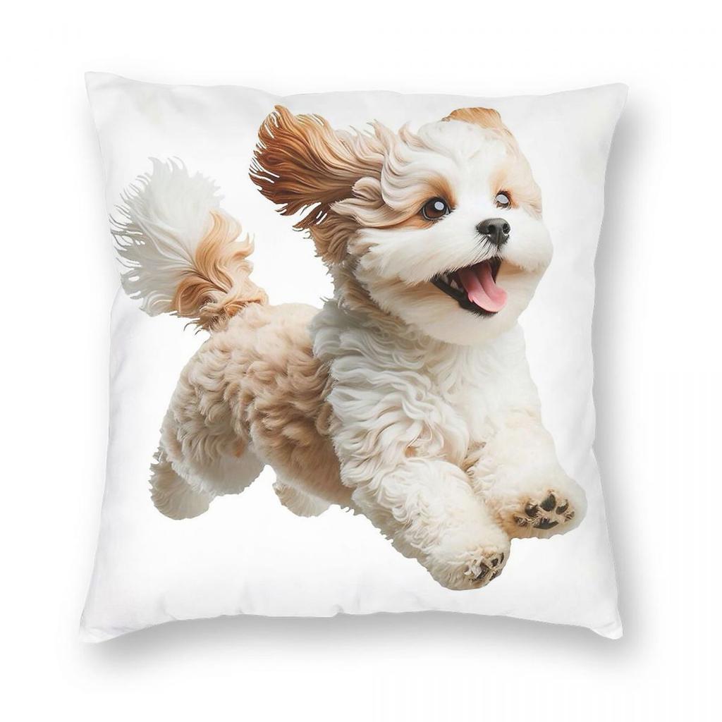 Cavachon Dog Square Pillowcase Polyester Linen Velvet Printed Zip Decorative Pillow Case Bed Cushion Cover