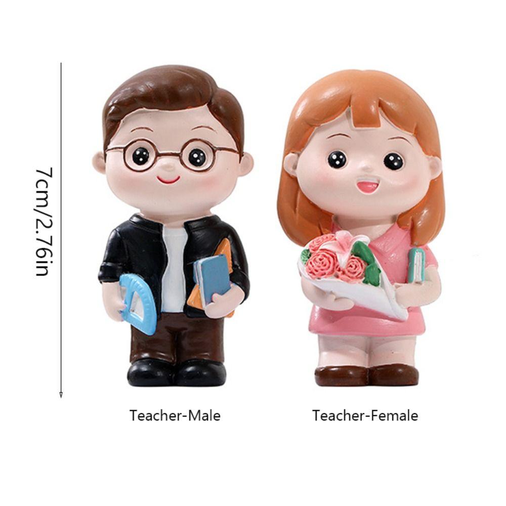 Resin Teacher Figurine Model DlY Baking Cake Decoration Teacher Statue Ornaments Collection Crafts