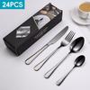 Stainless Steel 24-Piece Cutlery Set for 6 – Includes Knife, Fork, Spoon – Gift Boxed