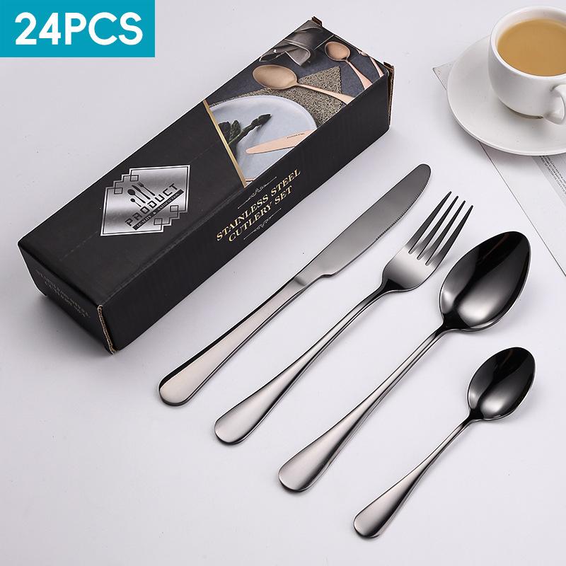 Stainless Steel 24-Piece Cutlery Set for 6 – Includes Knife, Fork, Spoon – Gift Boxed