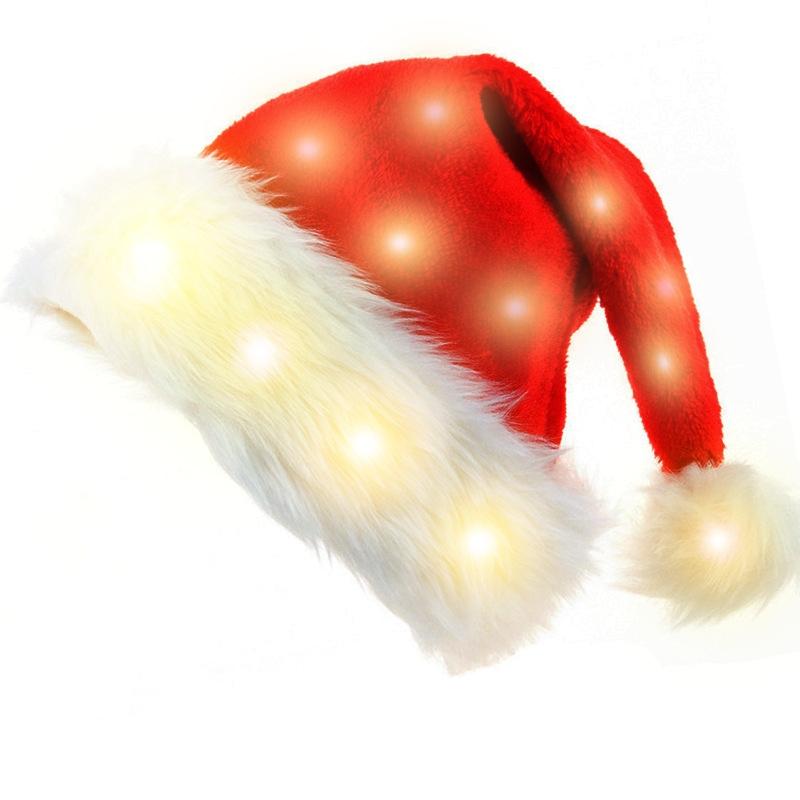Christmas Party Hat Battery-Powered Plush Christmas Hat Light Up Santa Hat Festive For 2026 Christmas Party Holiday Celebration