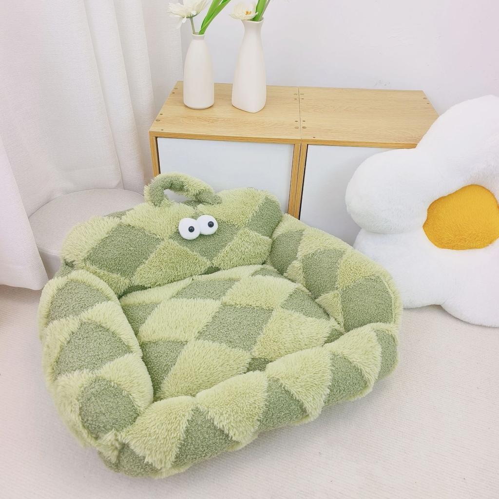 Autumn and Winter Warm Thickened Pet Litter Dog Litter Cat Litter Striped Diamond Sofa Litter Small and Medium Sized Dog Cat Large Eye Socket