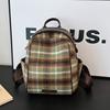Casual Vintage Plaid Nylon Backpack for Women Large Capacity Zippered Adjustable Shoulder Straps Polyester Lined Carry-Over Daypack