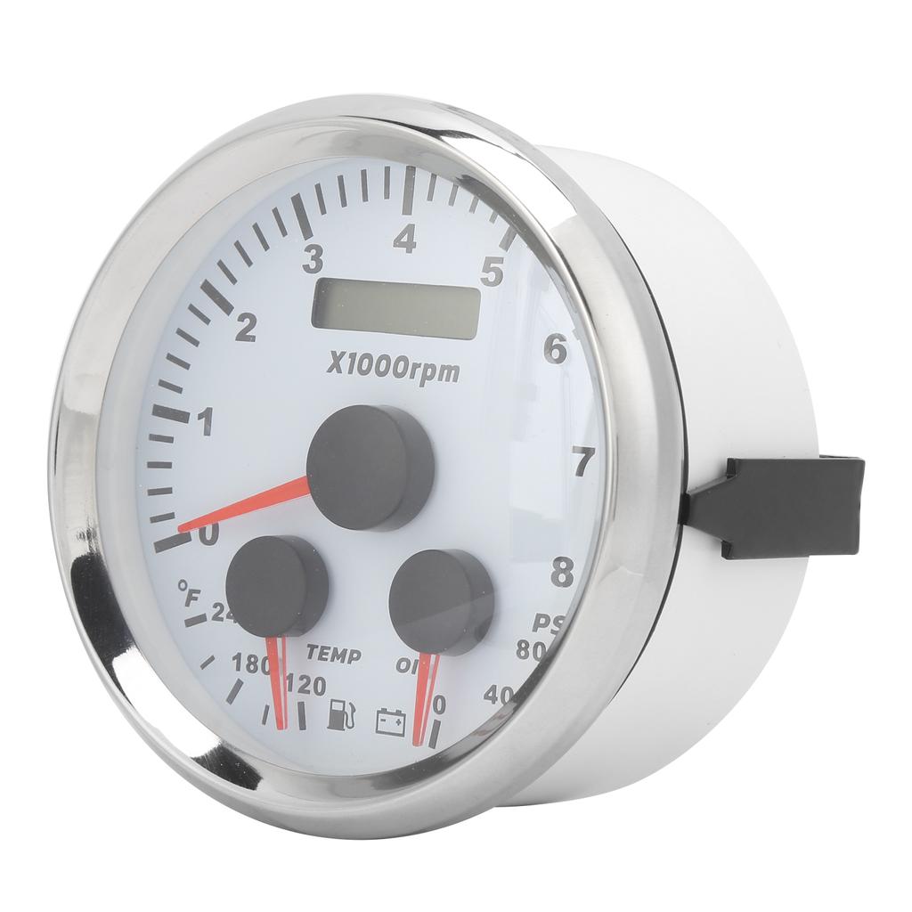 85mm Oil Pressure Temp Gauge 3‑in‑1 Multifunctional 8000RPM for 8‑16V Ships Motorhomes Yachts Motorcycles