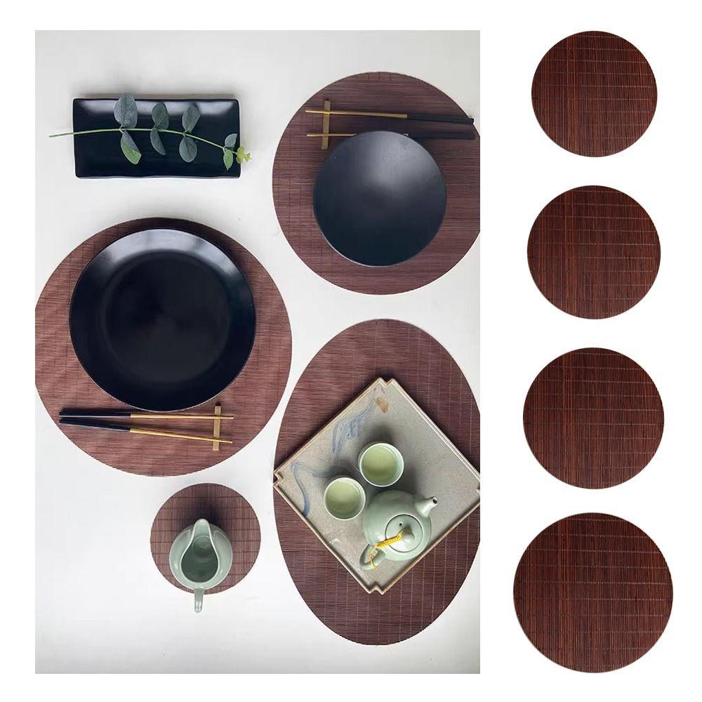 Oválná bambusová podložka na čaj Jemně tkaná bambusová podložka na čajový obřad Bambusová podložka Slavnostní použití