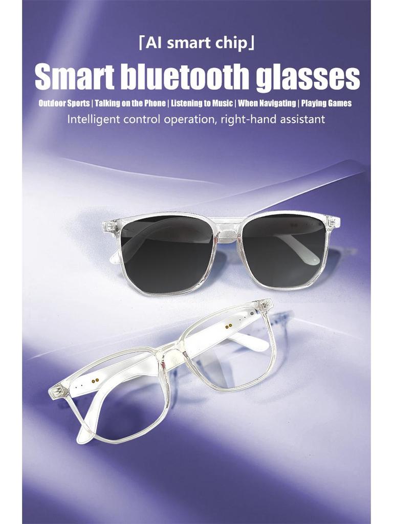 GS03 Polarized Bluetooth Smart Sunglasses: UV & Blue Light Protection, Music & Call Compatible, with Interchangeable Lenses