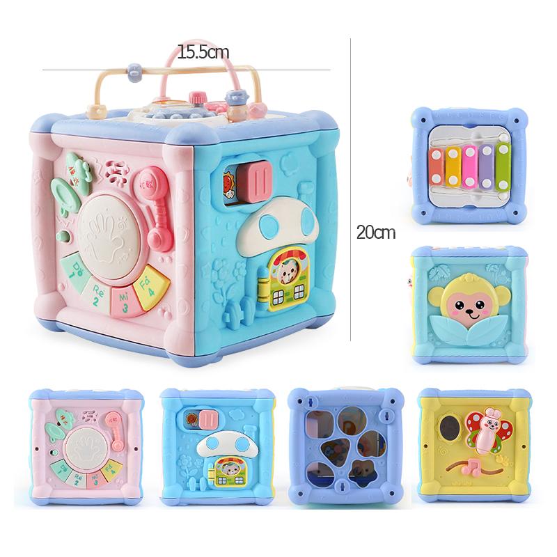 Non-Toxic Baby Toys Activity Cube Toddler Toys 7 In 1 Educational Shape Sorter Musical Toy Counting Discovery Piano Toys For Kids Learning