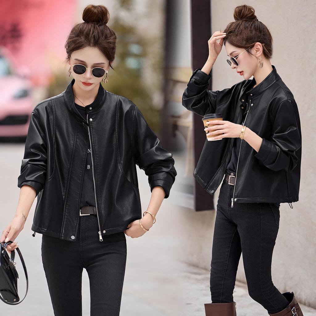2025 Women's Korean Fashion Genuine Red Ancola Leather Jacket - Autumn/Winter Lambskin Trend