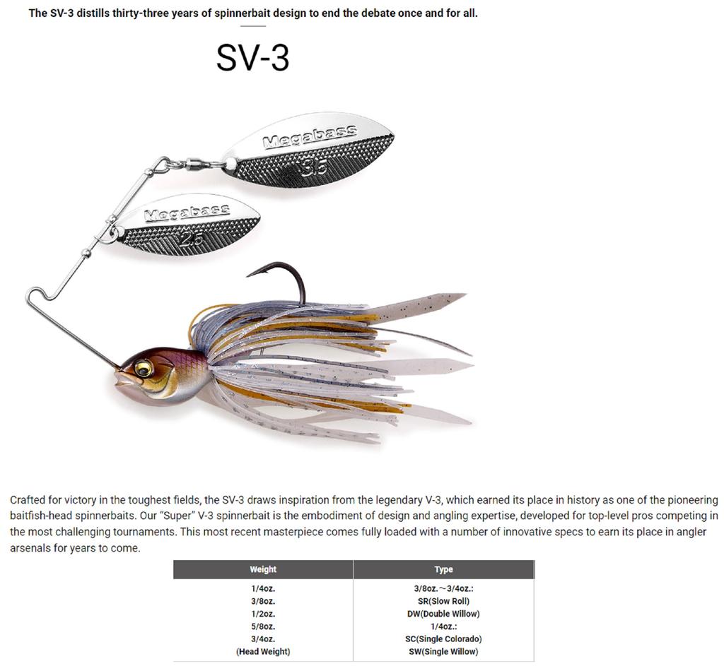 Megabass Spinner Bait SV 3 3/8 Oz DW Gill (3394)