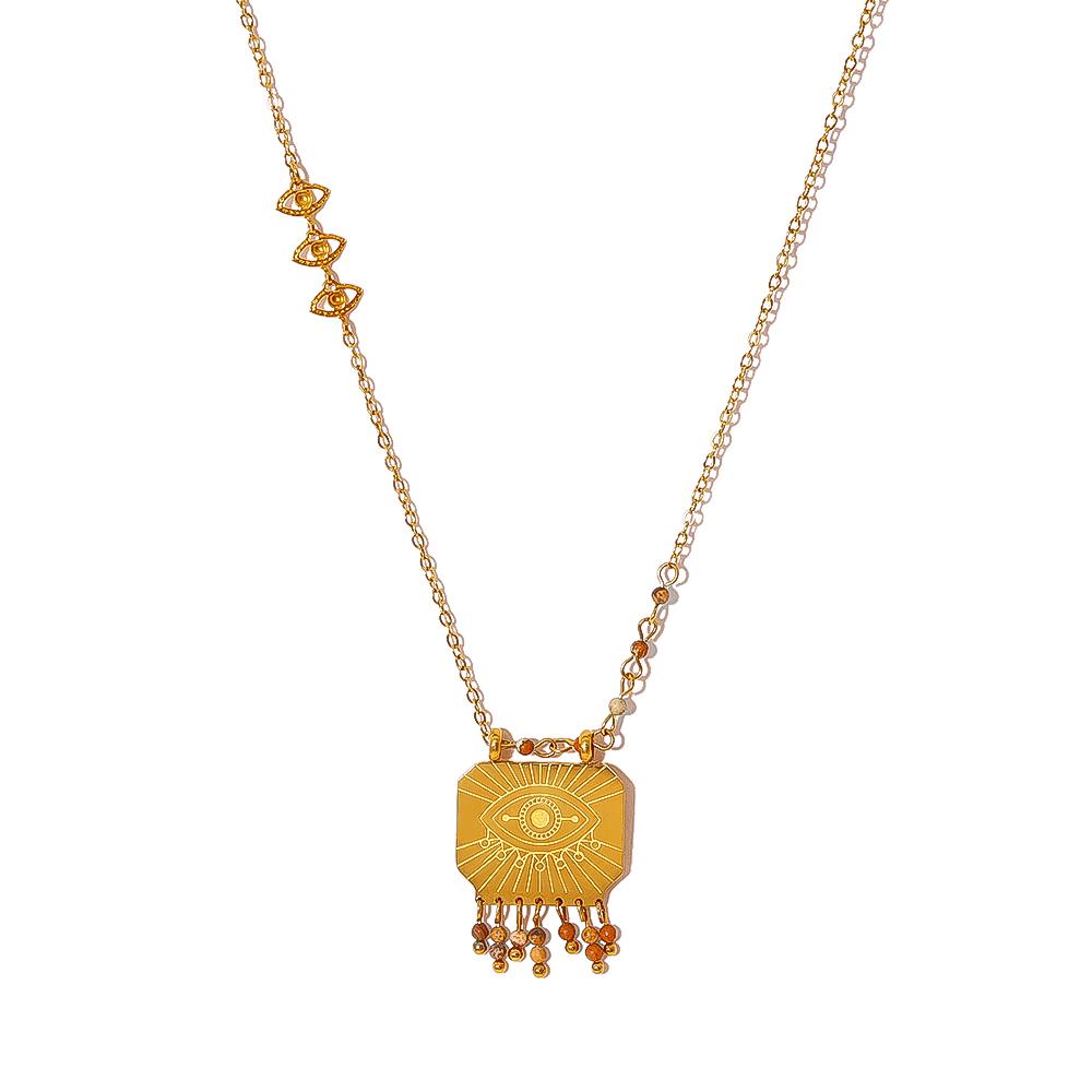 

Богемные украшения из натурального камня, подвеска из нержавеющей стали, женская модная ретро-тренд, водонепроницаемые украшения WF0913