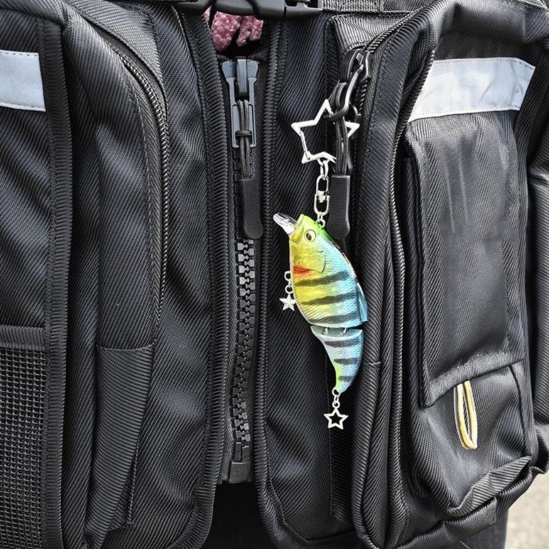 Realistic Multi Jointed Fishing Lure Key Ring Sturdy Alloy Plastic Construction Outdoor Fishing Gear Accessory