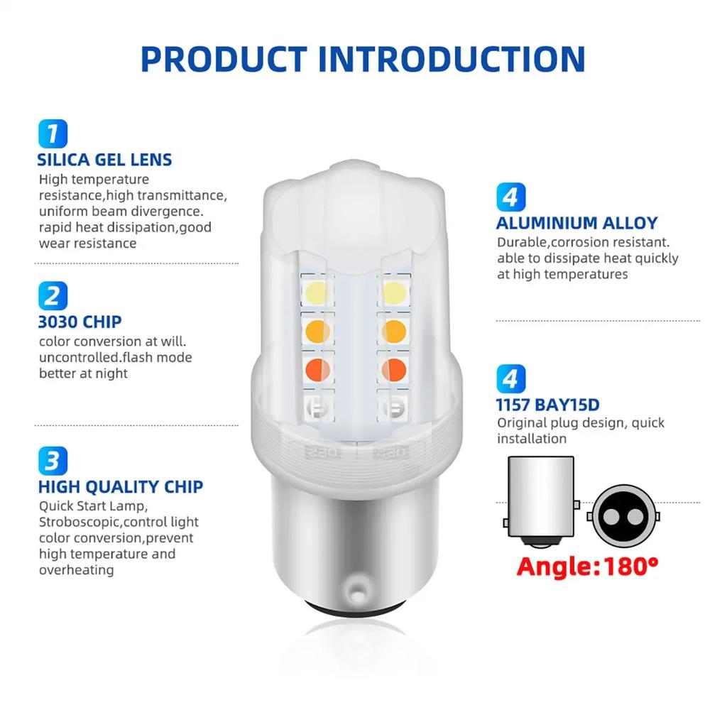 10pcs Motorcycle Strobe Tail Light 1157 Stop Brake Lamp 16SMD Flashing Warning Light for Scooter Motorcycle Accessorie 12V