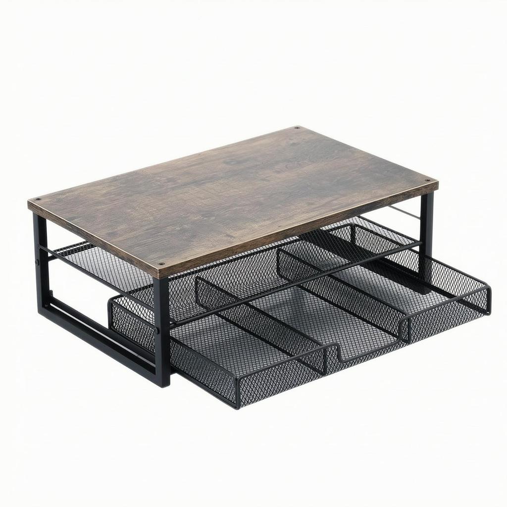 Ergonomic Screen Riser with Storage | WoodGrain Wooden Top, SpaceSaving Design, Computer Stand