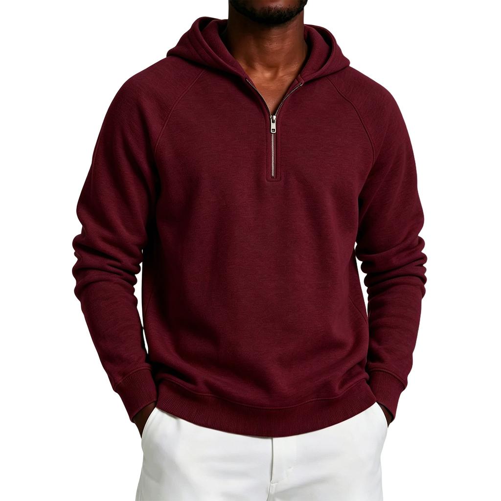 Men's Half Zip Hooded Sweatshirt Color for Winter Casual Wear