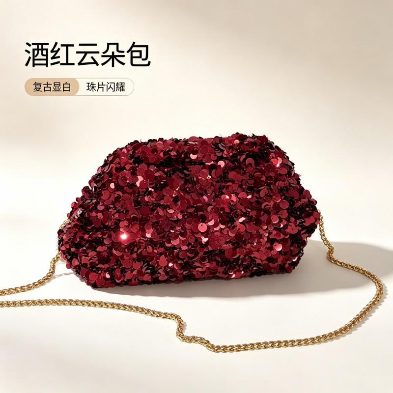 Cloud-Shaped Evening Clutch Bag With 3D Sequins Beads Wedding Party Formal Event Date Photoshoot