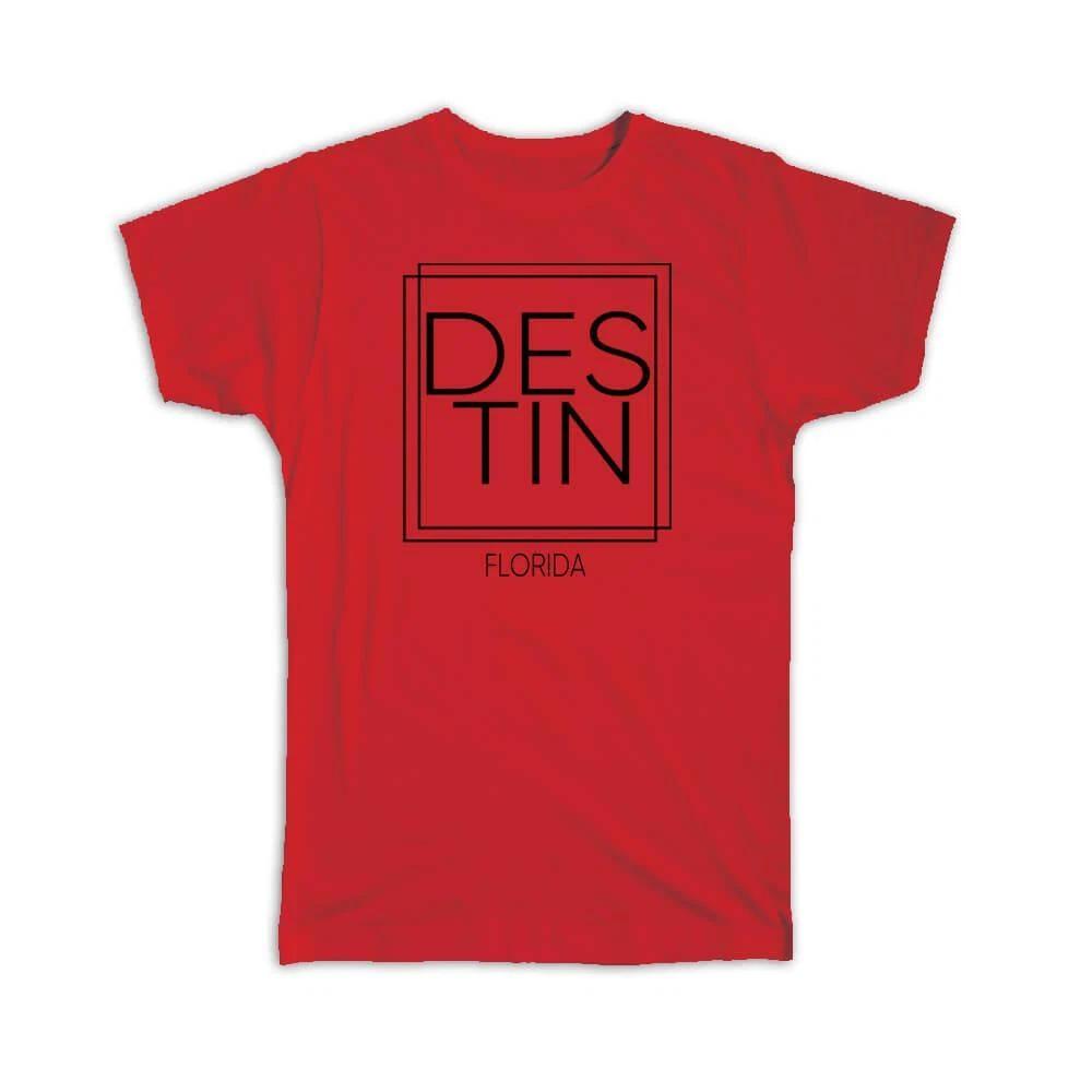 Gift T-Shirt : DESTIN Florida Square Modern Minimalist Font M