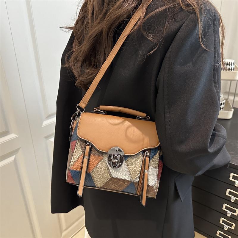 Textured bag women's new fashion highend handbag versatile shoulder large capacity messenger bag commuter bag