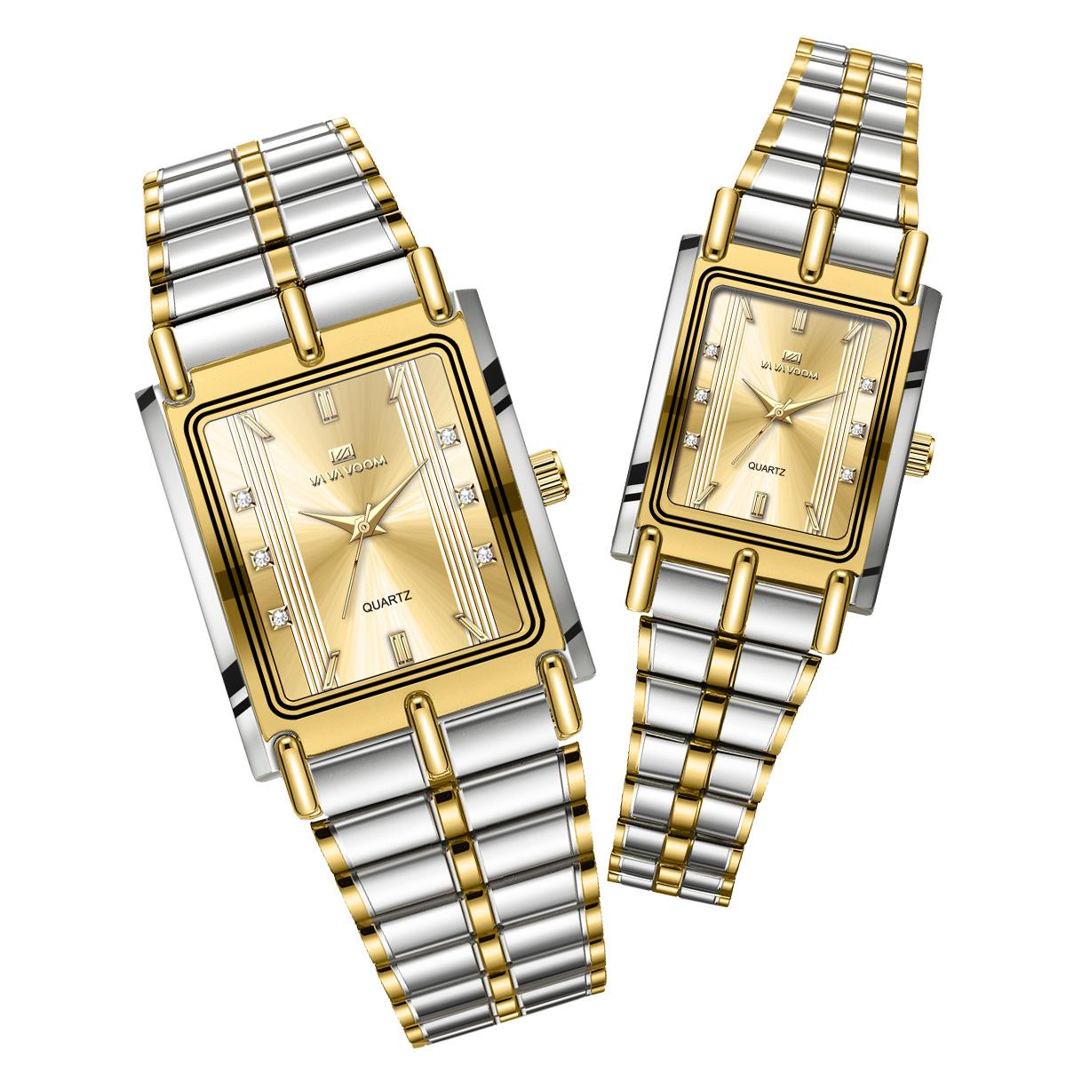 

Новые парные часы, модные часы с браслетом из нержавеющей стали, унисекс, кварцевые часы, женские, простые, модные, деловые, мужские и женские, повседневные часы Men’s Quartz Watches серебряный/золотой