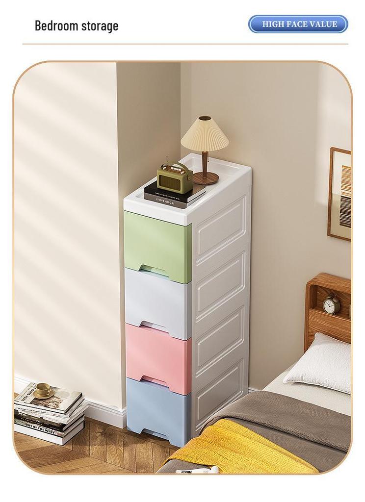 Thick 25cm Ultra-Narrow Storage Cabinet: Kitchen & Bathroom Plastic Drawer Shelf