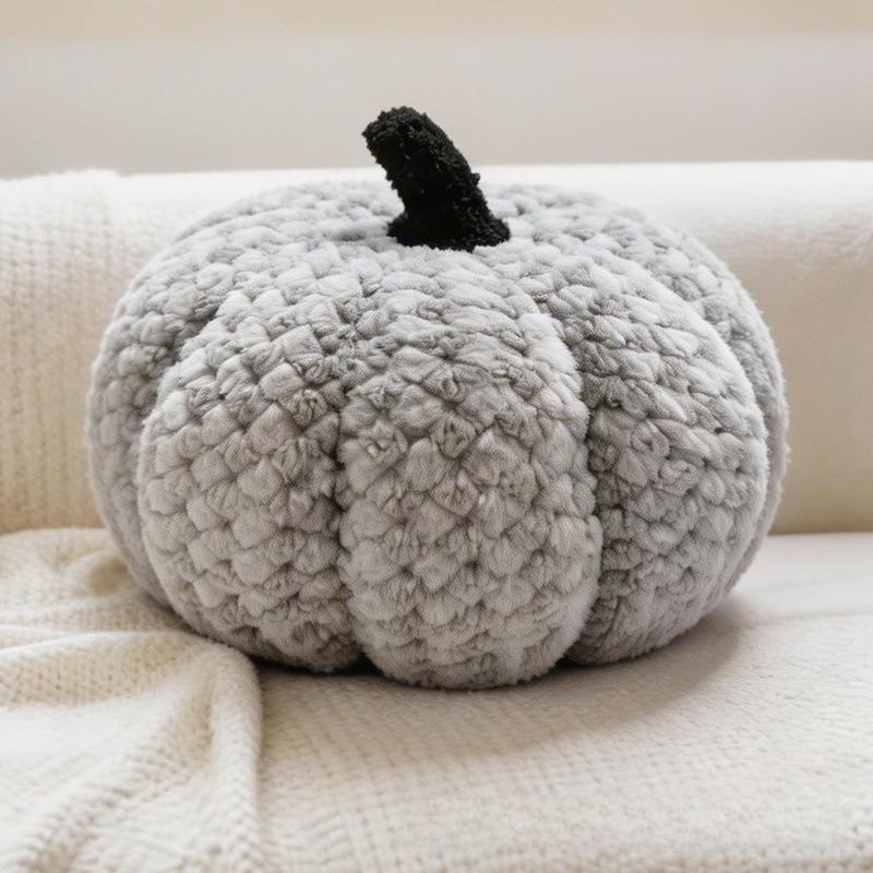 Macaron Color Pumpkin Plush Pillow With Soft Short Hair For Home Decor And Halloween Gift