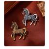 Classic Rhinestone Horse Brooches For Women Zodiac Animal Lapel Pins Casual Party Accessories New Year Gifts Friends