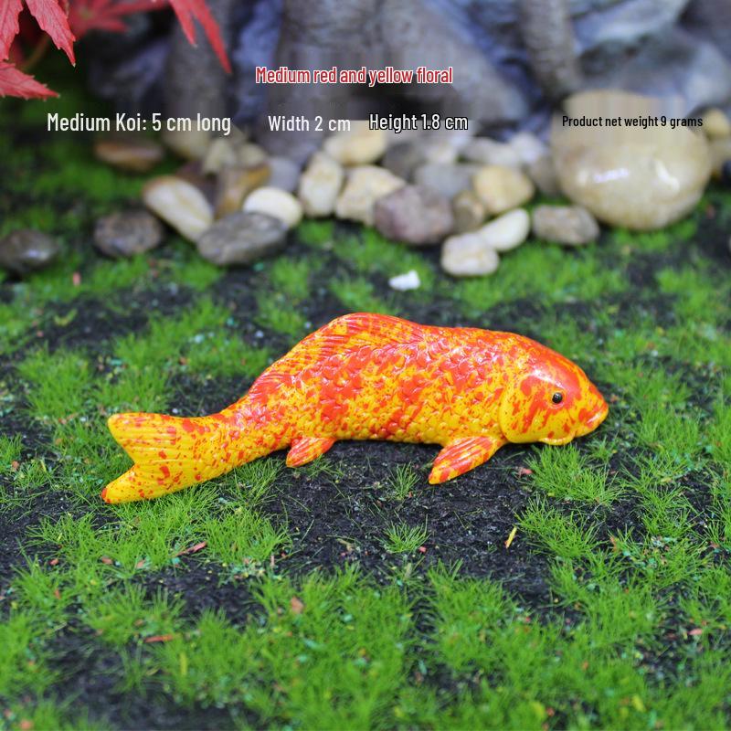 Realistic Koi Fish Micro Landscape Aquarium Ornament Resin Figurines